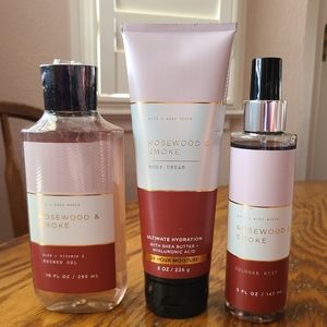 🛍BOGO 50% OFF🛁🧴NWT‼️ Bath & Body Works "Rosewood & Smoke" 3-piece Collection